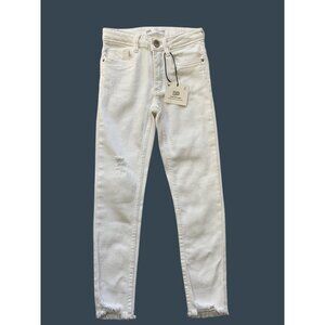 Zara Kids Denim girls 7 NWT white jeans distressed skinny stretch 122cm slim